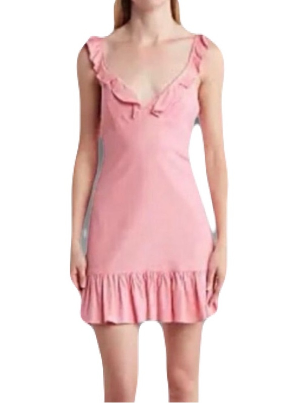 Elodie Coral Pink Ruffled Smocked Mini Dress S Boho